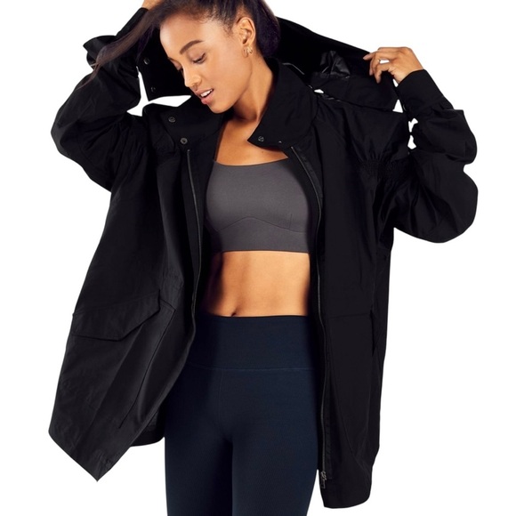 Fabletics Jackets & Blazers - Fabletics Giana Jacket Women’s Size XS Black Water Resistant Oversized Hooded